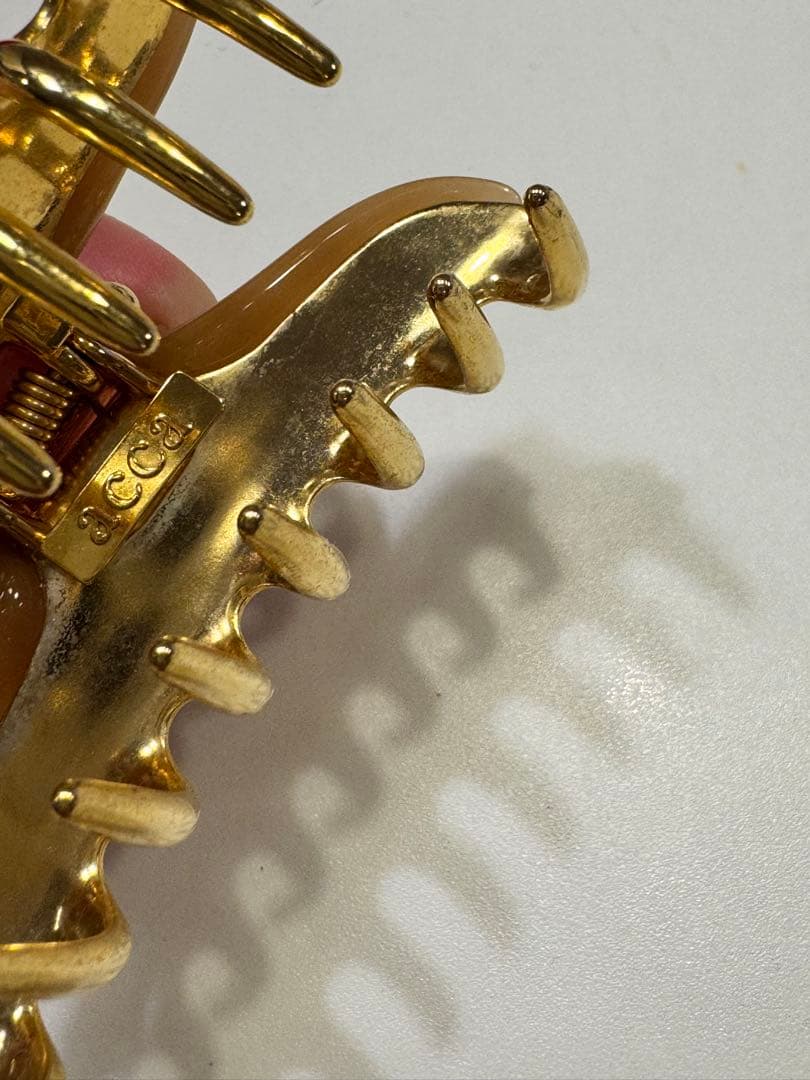 acca アッカ　ヘアクリップ　7センチ　ベージュ　スワロフスキー