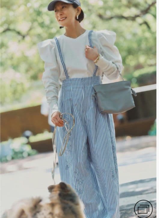 パンツ Cotton Stripe Ivy Flower EmbroideryPants