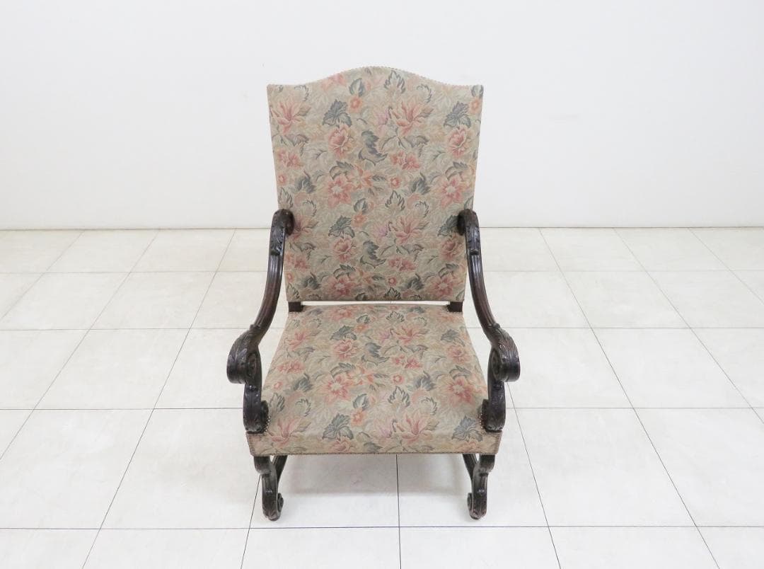 フランスアンティーク アームチェア ウォルナット ゴブラン織り バロック様式 ①