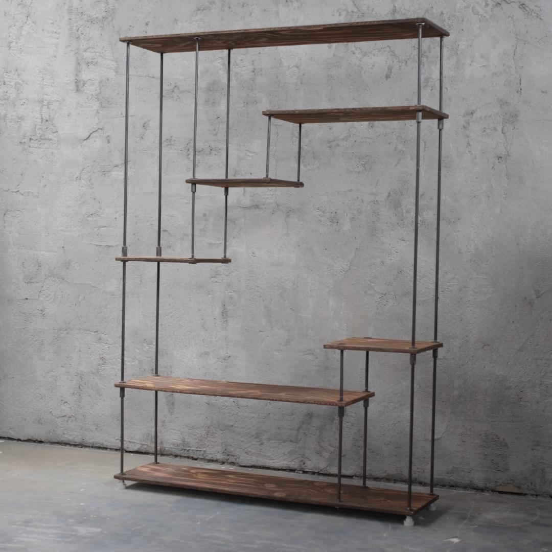 【SALE】アイアン　シェルフ　オープンシェルフ　観葉植物　棚　ブラウン　飾り棚