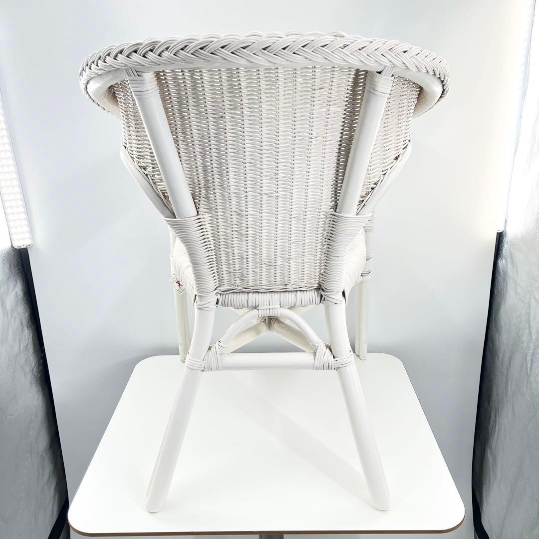 良品 NITORI ニトリ ラタンチェア アームチェア ホワイト 籐 廃盤品