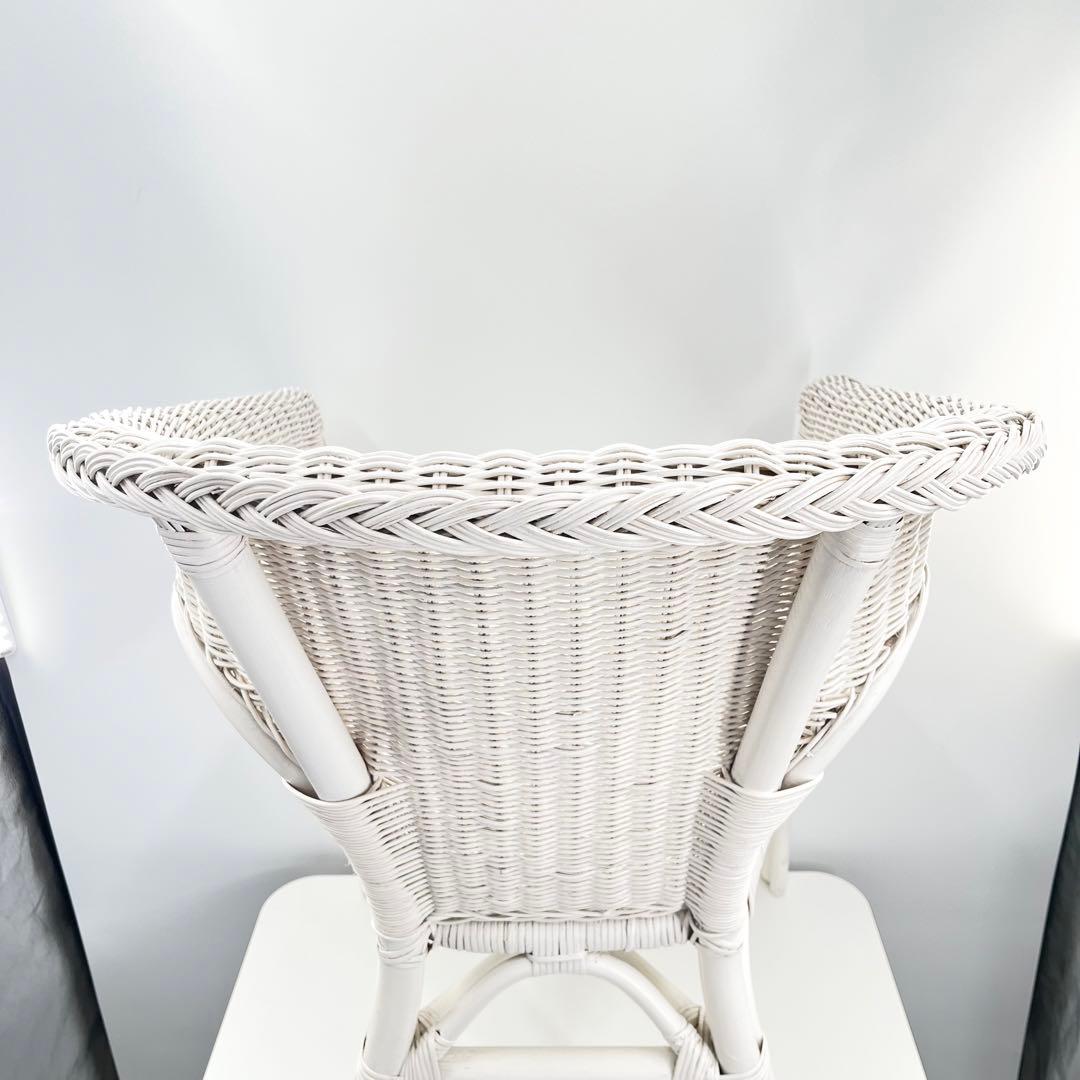 良品 NITORI ニトリ ラタンチェア アームチェア ホワイト 籐 廃盤品