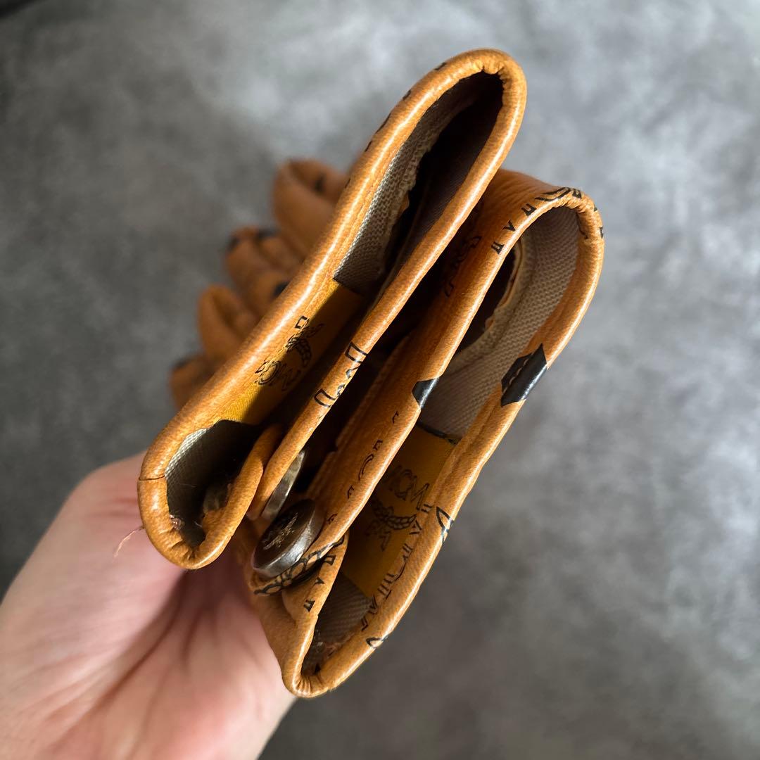 MCM ブラウンレザー オープンフィンガー手袋