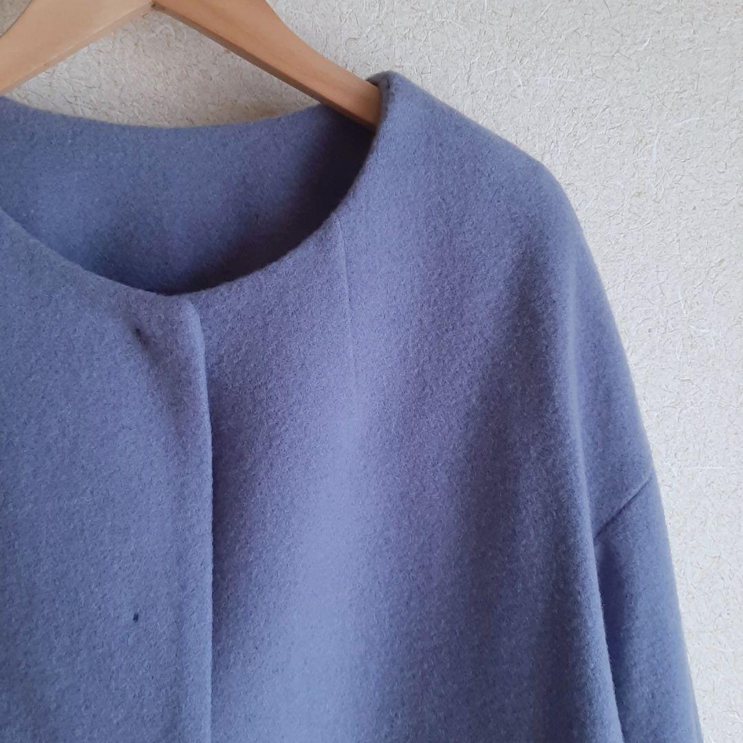 KATHARINE ROSS エシカルモッサミディコート　ブルー　ウール