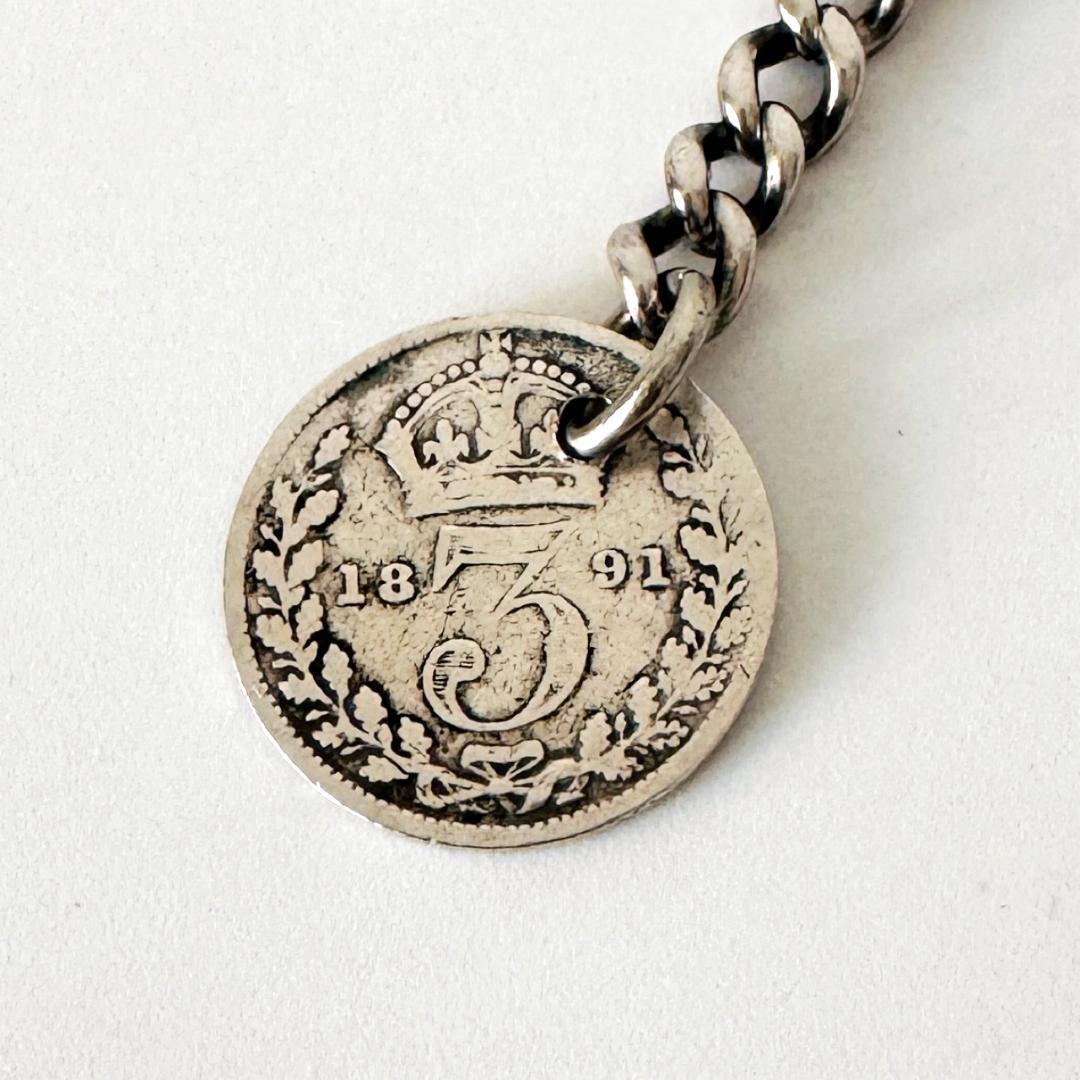 1890年★英国★アルバートチェーン/純銀製/アンティーク