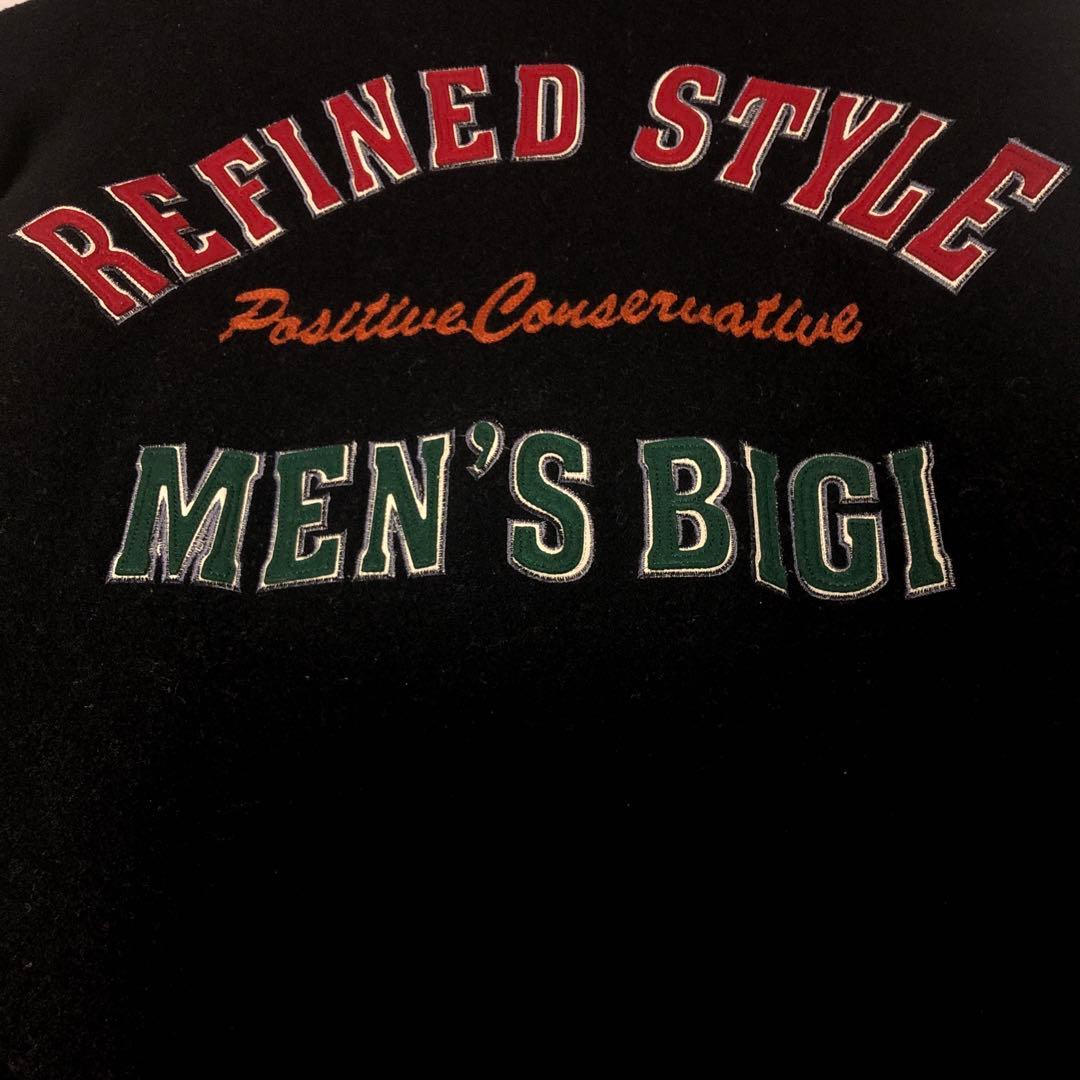 MEN'S BIGI 牛革袖 スタジャン ブラック/ホワイト XL