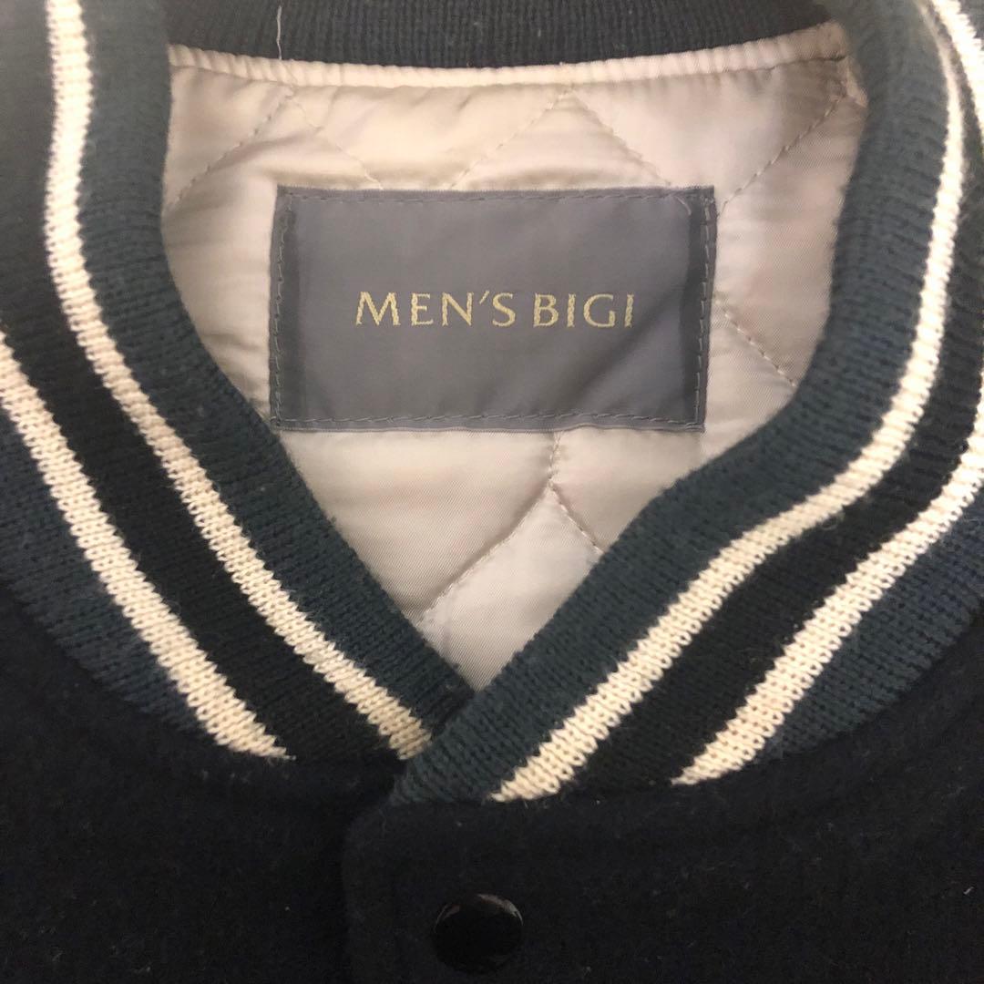 MEN'S BIGI 牛革袖 スタジャン ブラック/ホワイト XL