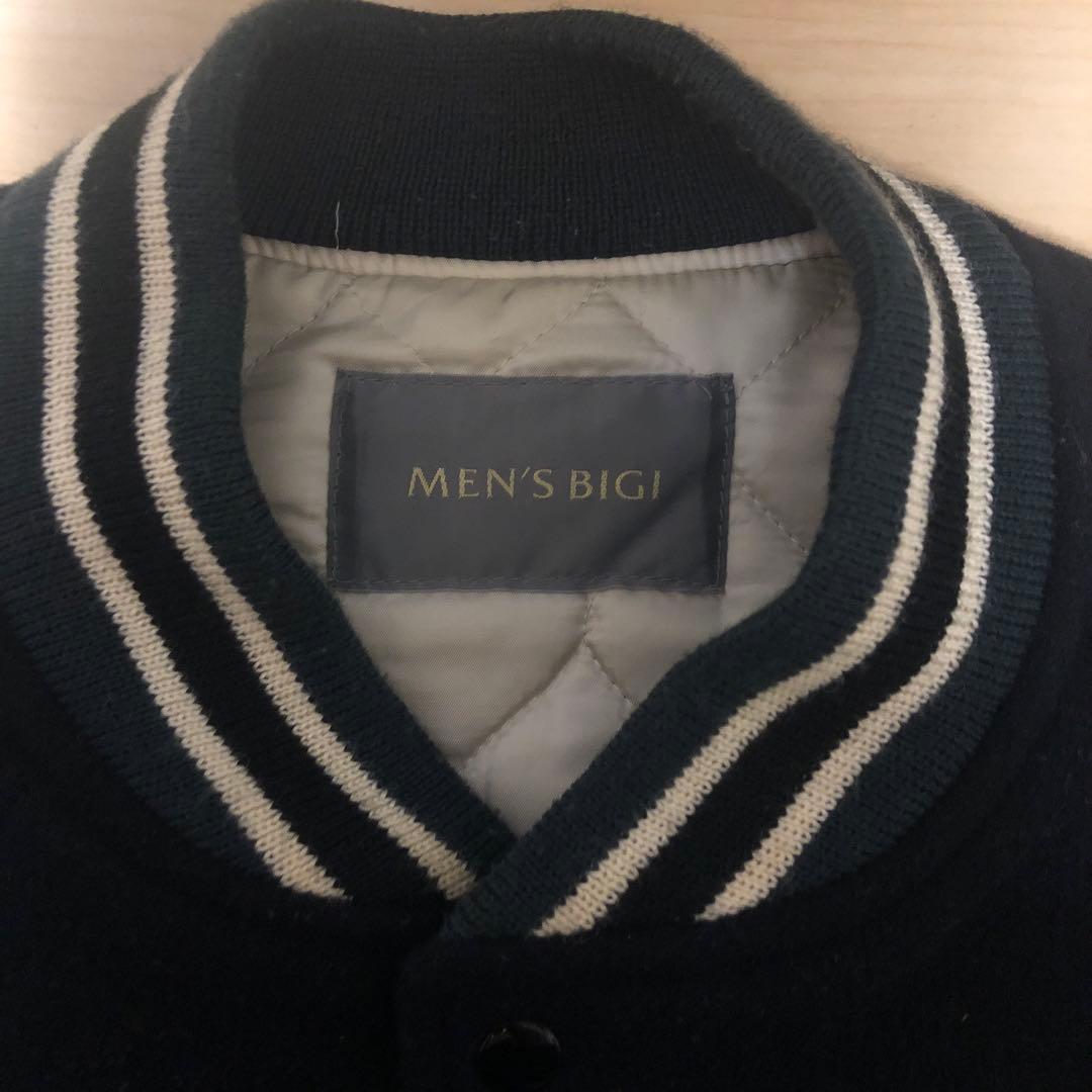 MEN'S BIGI 牛革袖 スタジャン ブラック/ホワイト XL