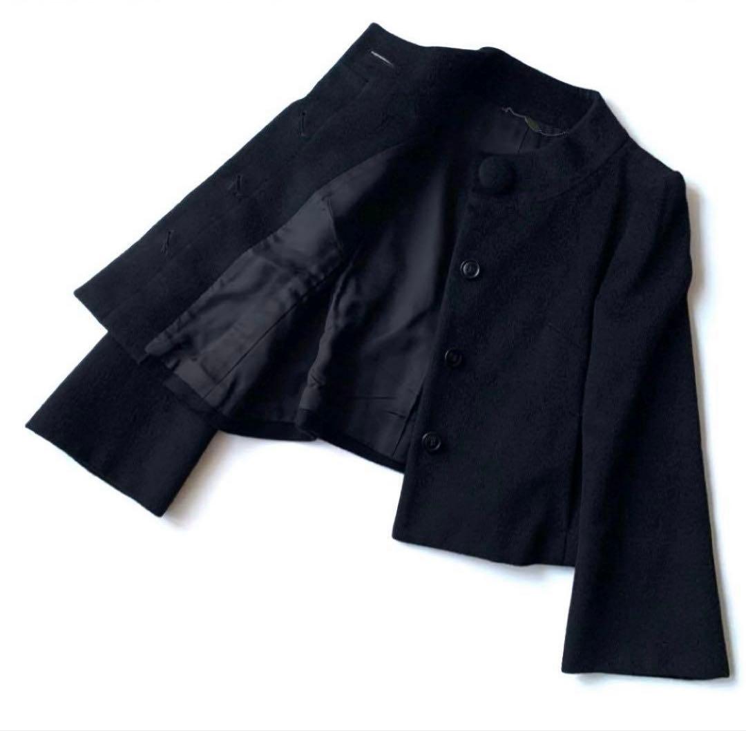 【ほぼ新品‼️藤井毛織　アンゴラ】エフデ　ショートコート　ハーフコート　ブラック