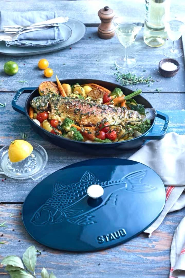 ストウブSTAUB新品未使用ラメールフィッシュオーバルホットプレート生涯保証付