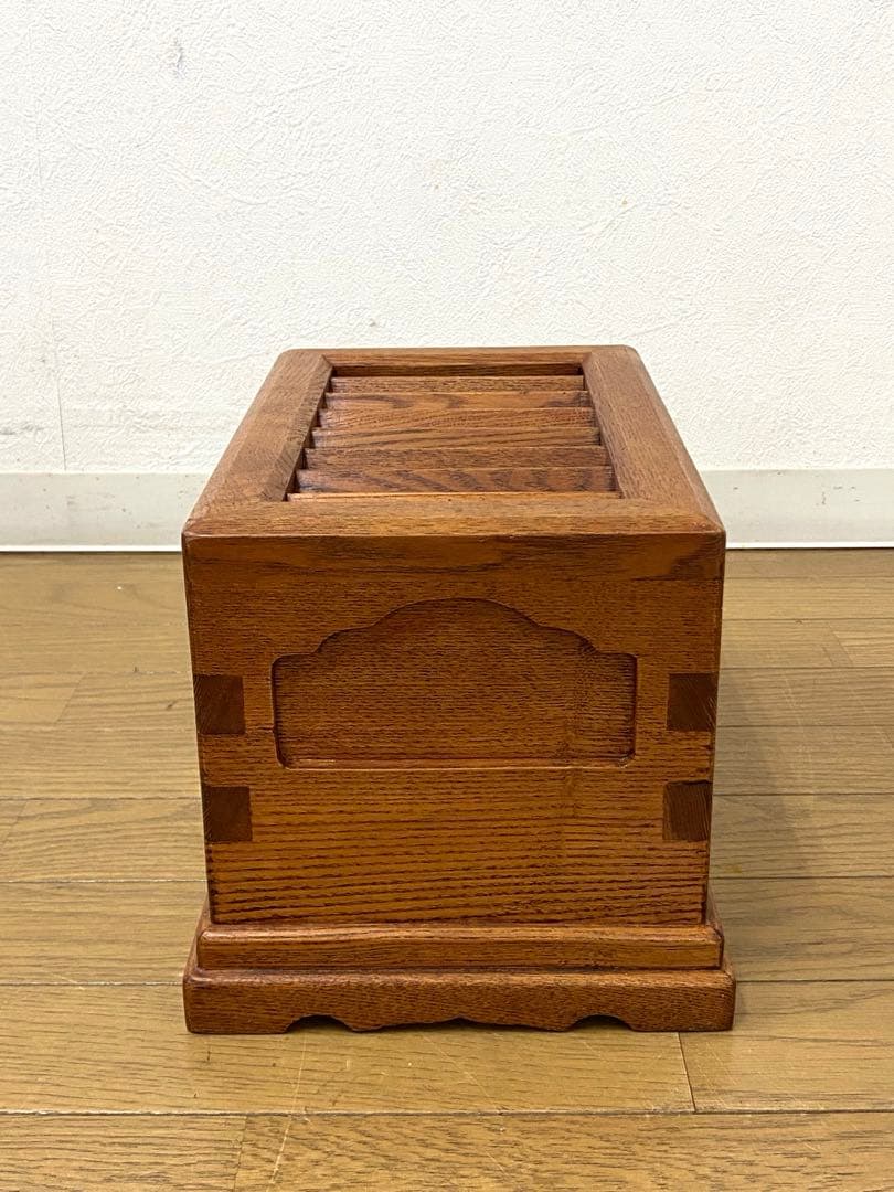 美品 アンティーク レトロ 小ぶり 賽銭箱 貯金箱 木製 けやき 無垢