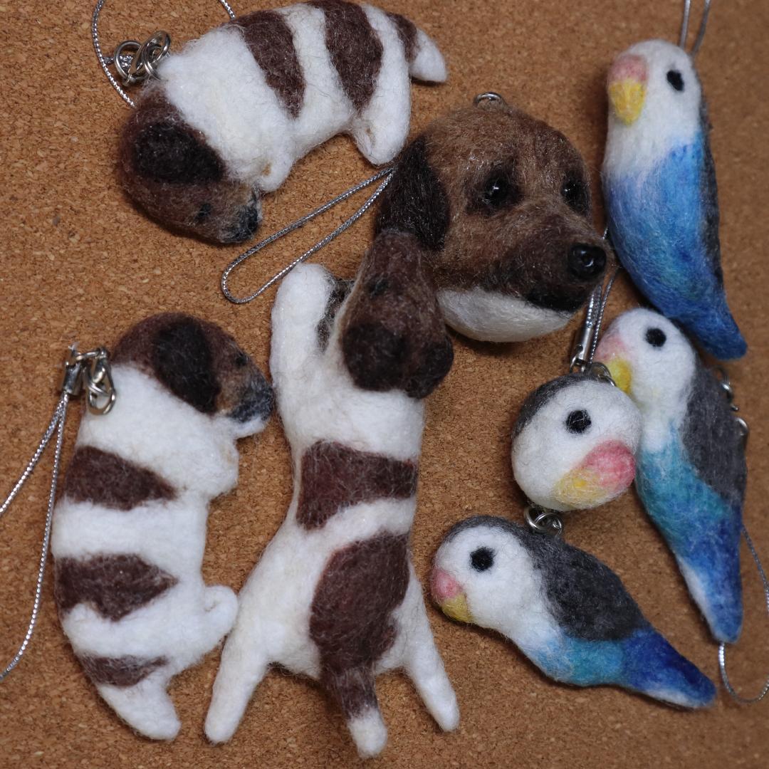 羊毛フェルト Yu様 ジャックラッセル&インコ ハンドメイド オーダー