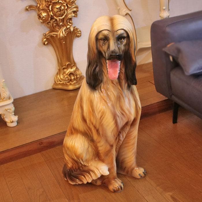 アフガンハウンド 等身大 置物 オブジェ 陶器 犬 オーナメント 127-415