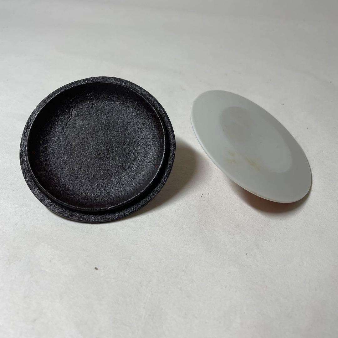 F2N02⑩ 菊地政光作 南部鉄器 銚子 竹柄 赤絵替蓋付き