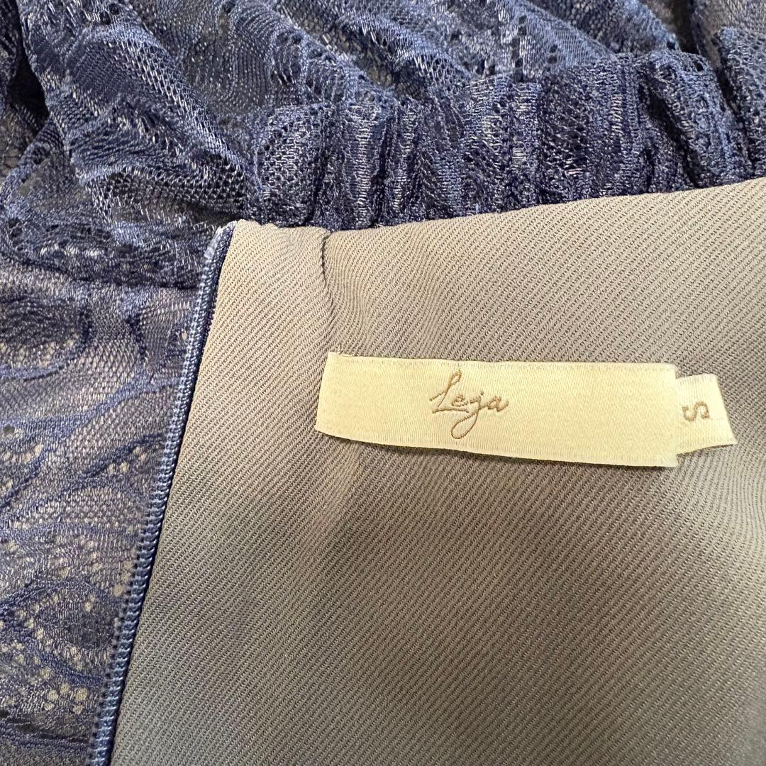 Leja ウエストマークパフスリーブ総レースロングドレスワンピース S