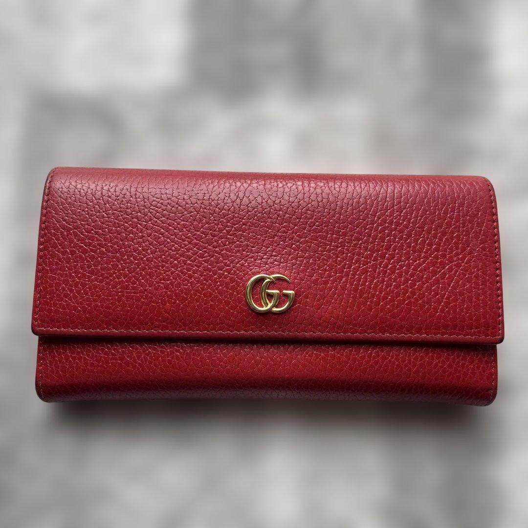 GUCCI レッド 長財布 GGロゴ付き