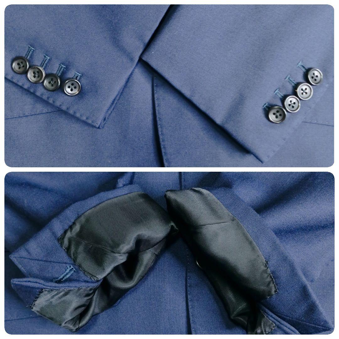 麻布テーラー スリーピース スーツ セットアップ メンズ ネイビー A5（М）