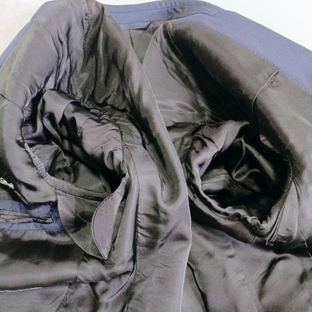 麻布テーラー スリーピース スーツ セットアップ メンズ ネイビー A5（М）