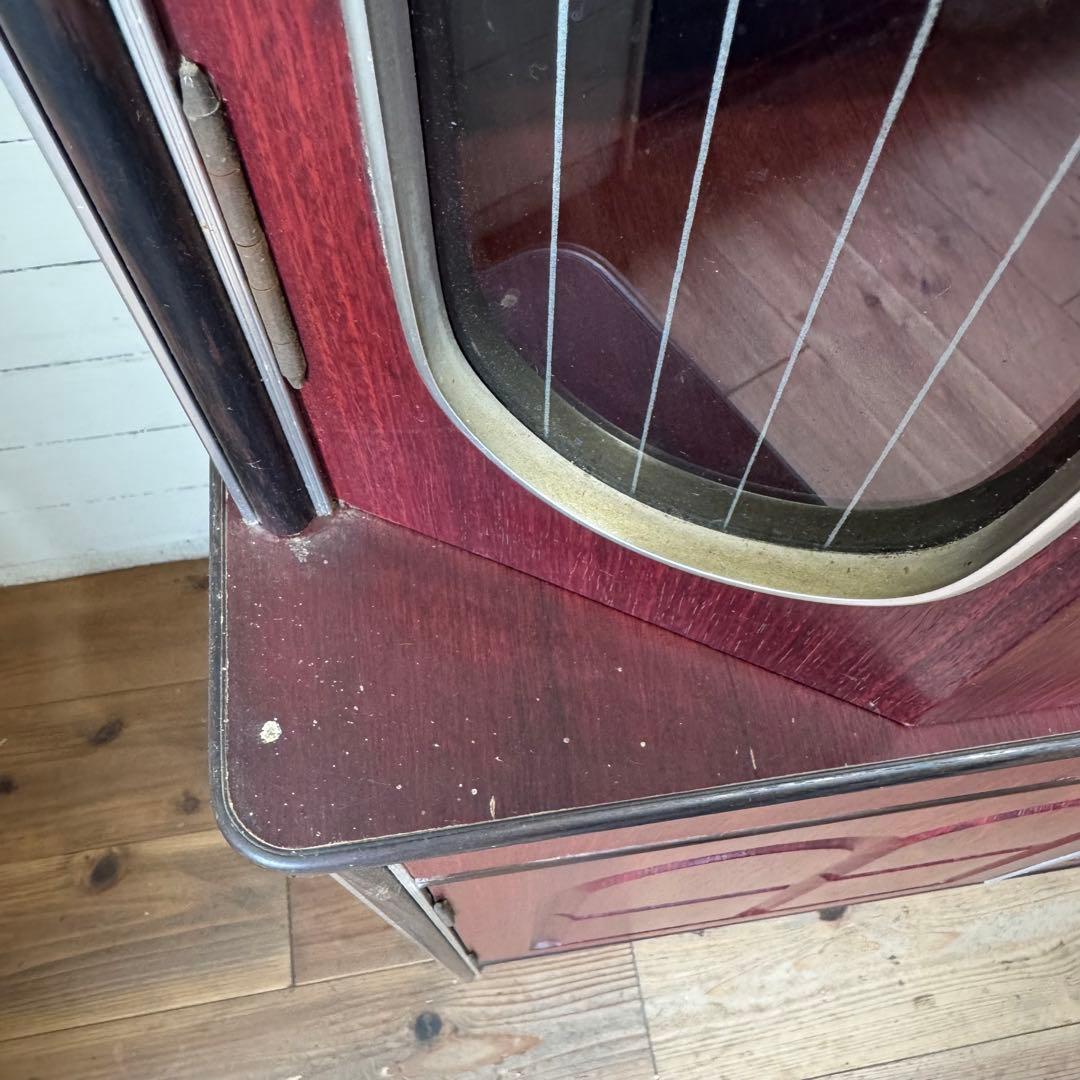 昭和レトロ　アーチ窓　食器棚　キャビネット　シックなブラウン　希少　ビンテージ