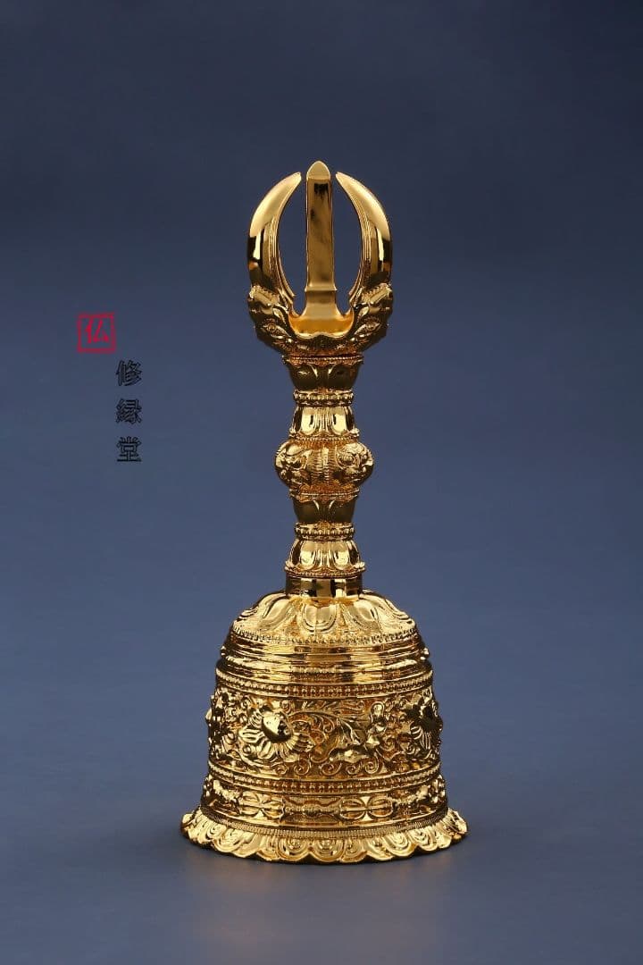 【修縁堂】真言宗 法器 密教法具 蓮華五股金剛鈴3点セット