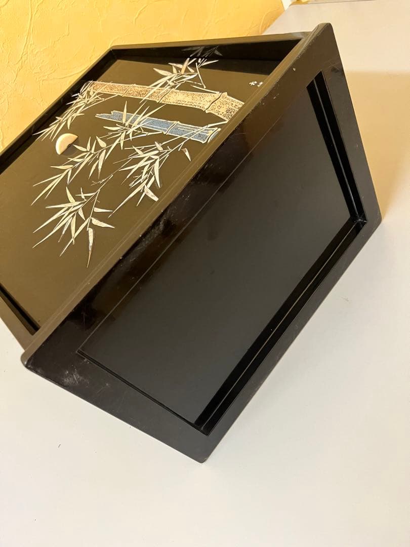 螺鈿細工 黒漆飾り棚 小物収納箱 竹文様 和室インテリア