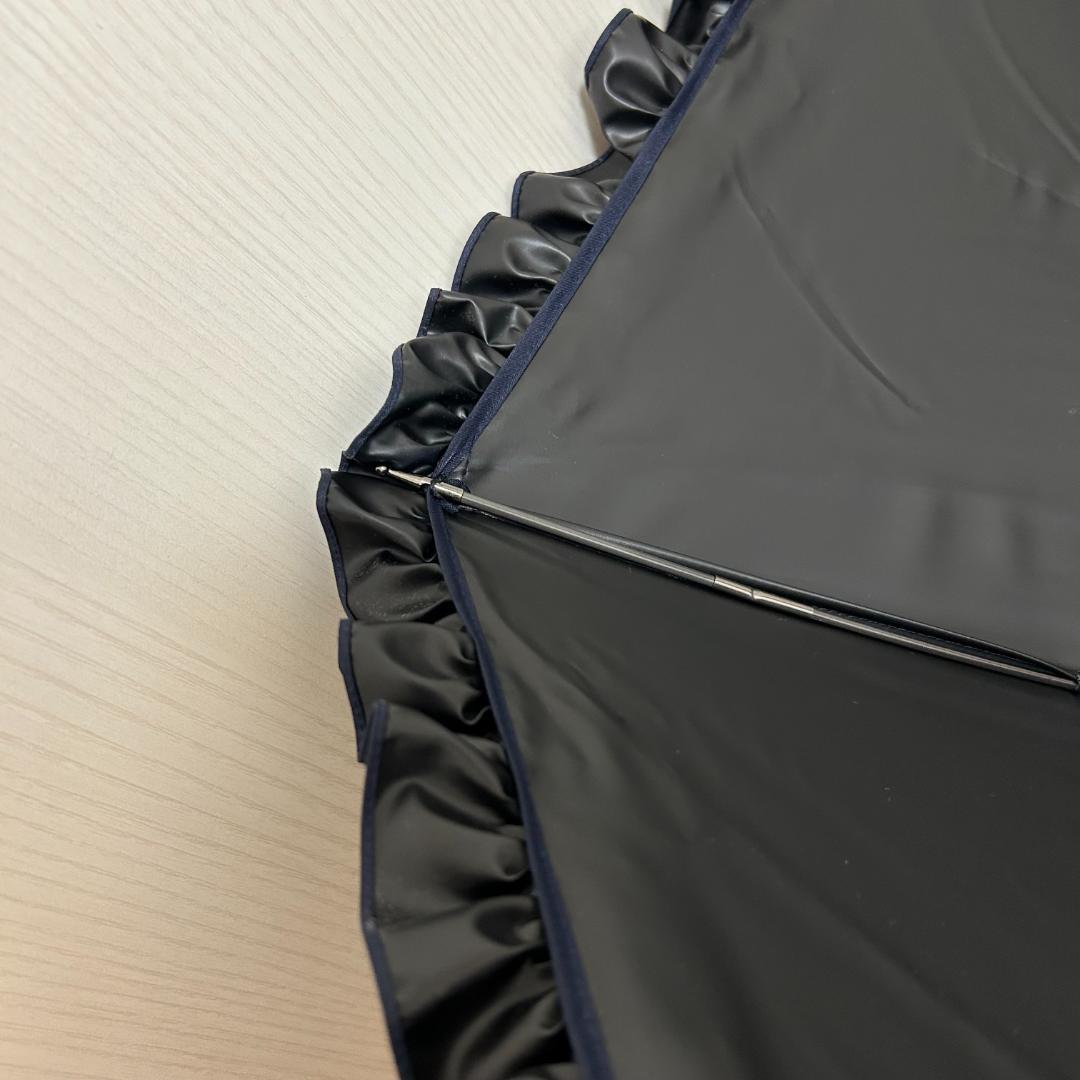 サンバリア100　Mサイズ　ネイビー フリル 日傘