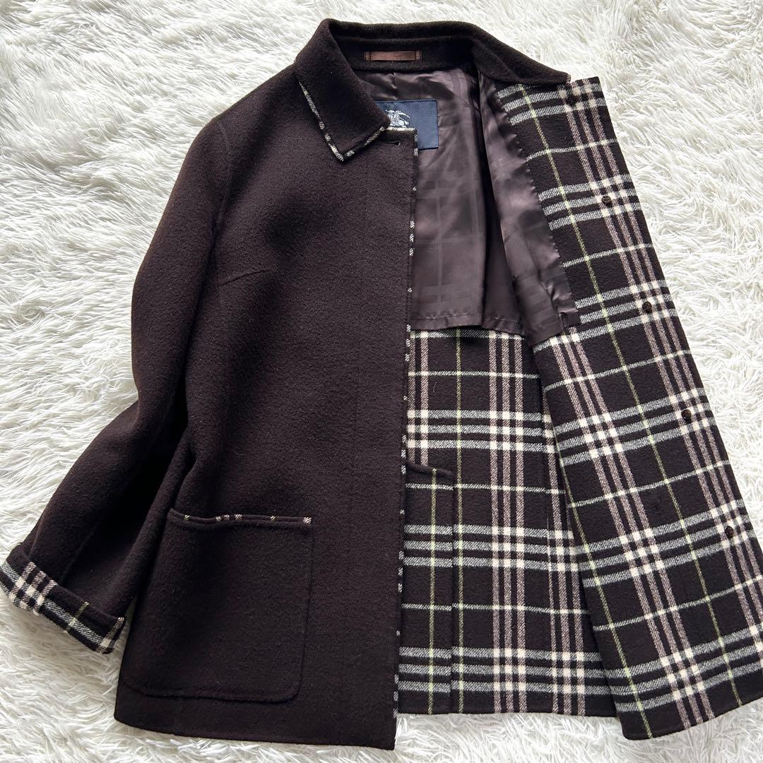 【極美品】バーバリーロンドン　ダブルフェイス　カシミヤ混　ピーコート　ブラウン系