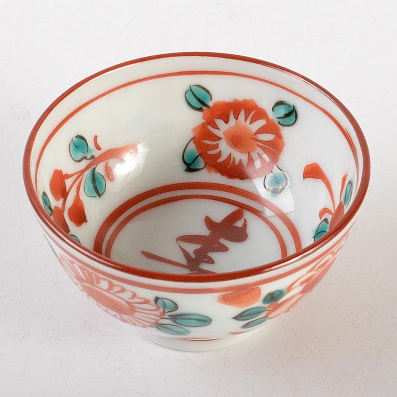 平安　三浦竹軒造　呉須赤絵　寿文　酒盃　共箱　V　6453