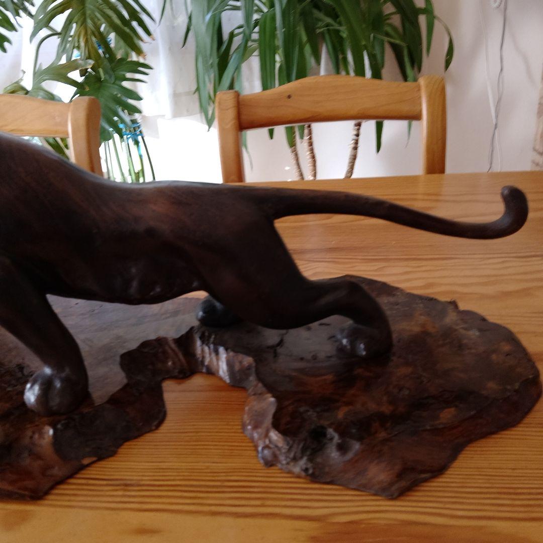 金属製 黒豹 置物 大型 60cm 6.5kg