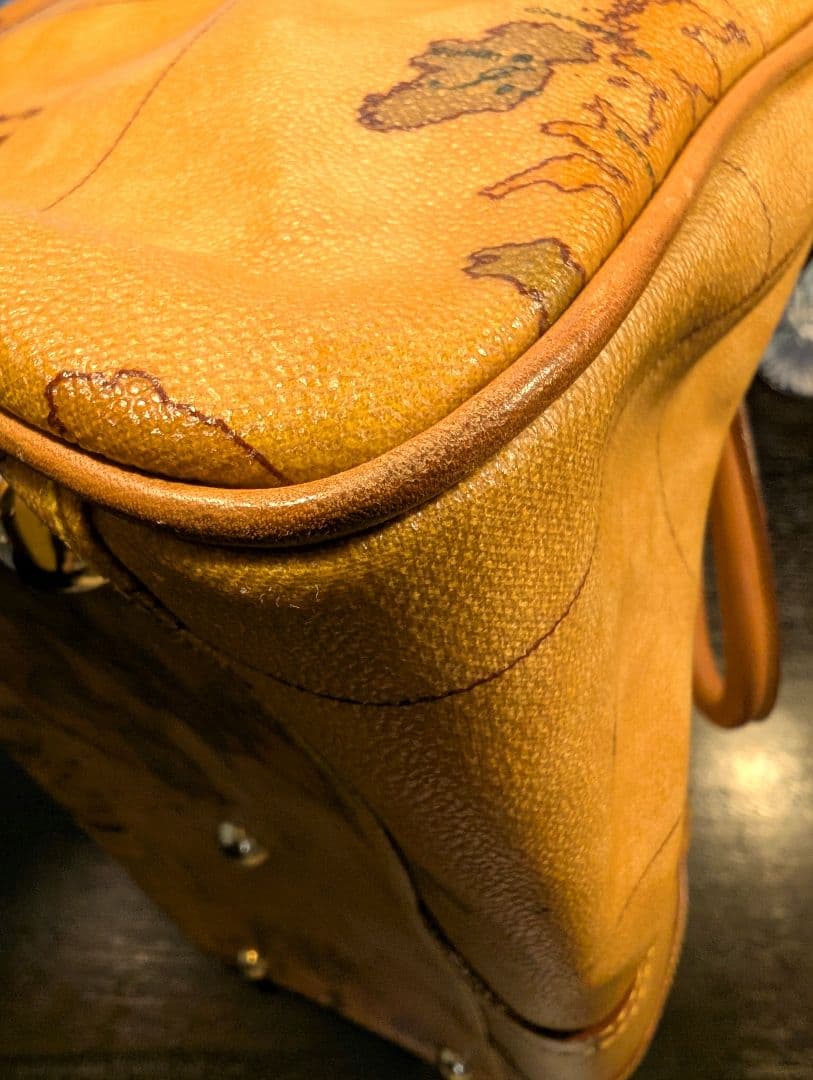 【美品】 プリマクラッセ ボストンバッグ 大容量 総柄 PVC レザー