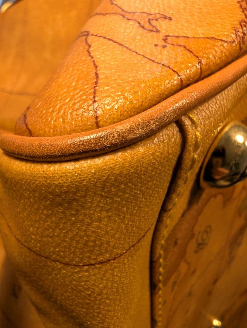 【美品】 プリマクラッセ ボストンバッグ 大容量 総柄 PVC レザー