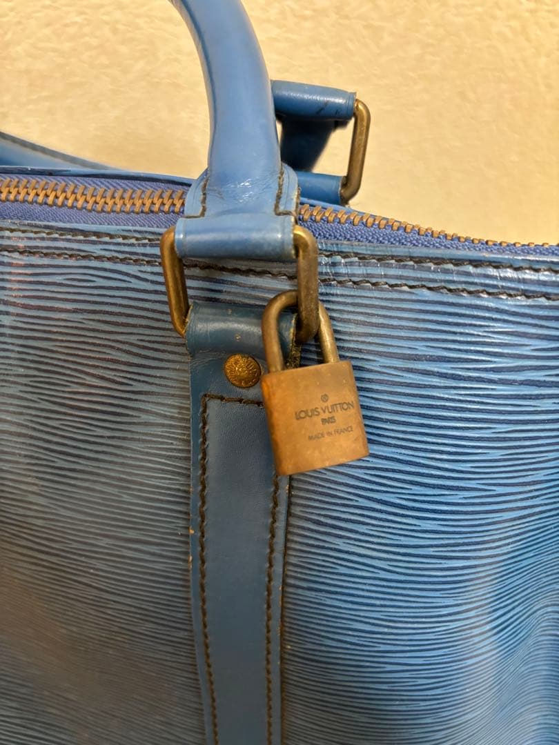 エピレザー 青 ボストンバッグ