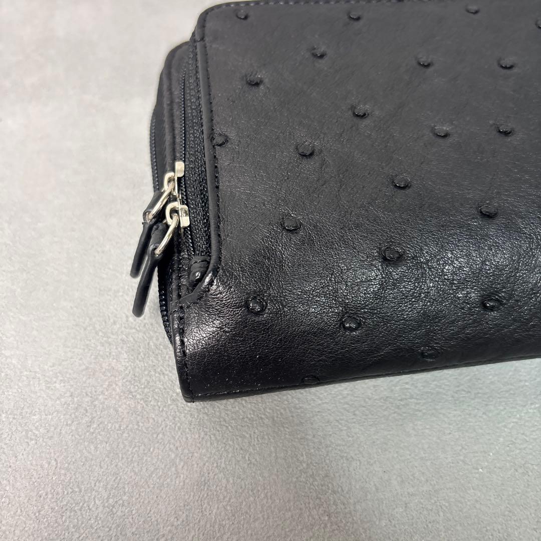 未使用品✨松屋 nordfiume オーストリッチ ショルダーウォレット 本革