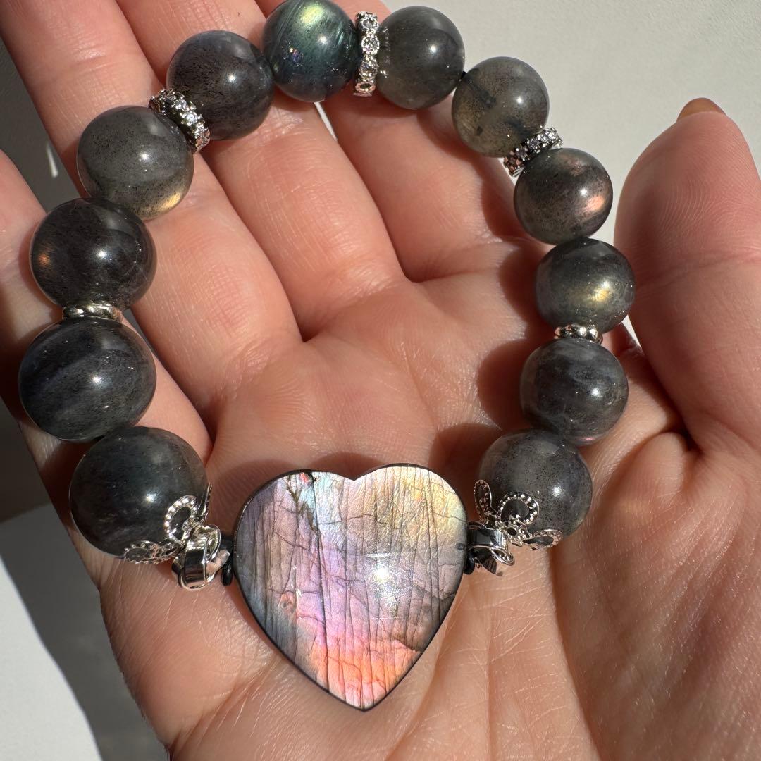 セール　一点物　天然石　ハンドメイドブレス　ラブラドライト