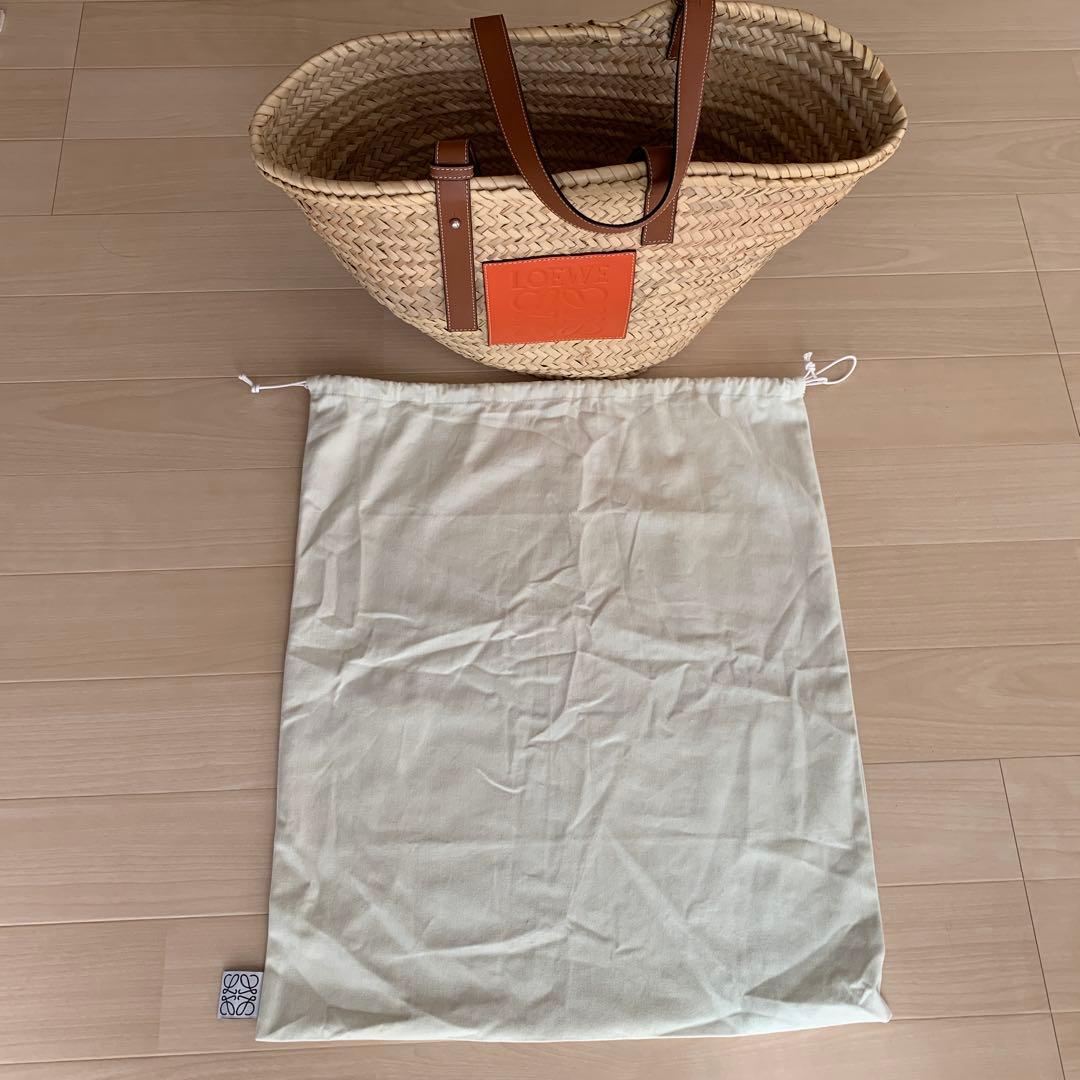 LOEWE かごバッグ ナチュラル オレンジ ラージ