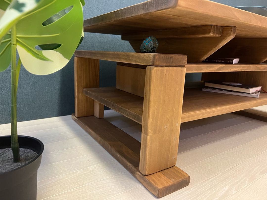 【送料無料】 ローテーブル 木組収納付き 90cm 60cm パイン Dオーク