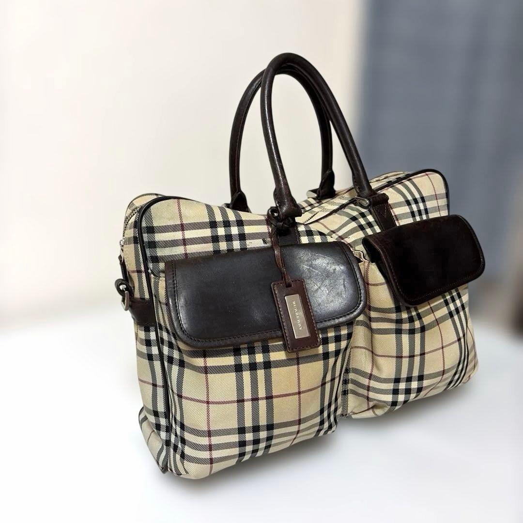 豪華 BURBERRYバーバリー ノバチェック柄 ビジネスケース×ポーチ セット