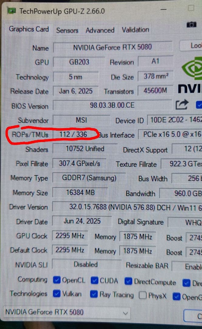 ほぼ新品 MSI GeForce RTX5080 SUPRIM 16GB SOC