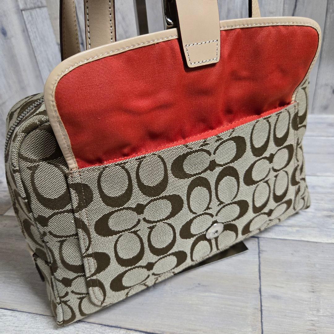 COACH　コーチ　ハンドバッグ　ショルダー　肩掛け　シグネチャー　【極美品】
