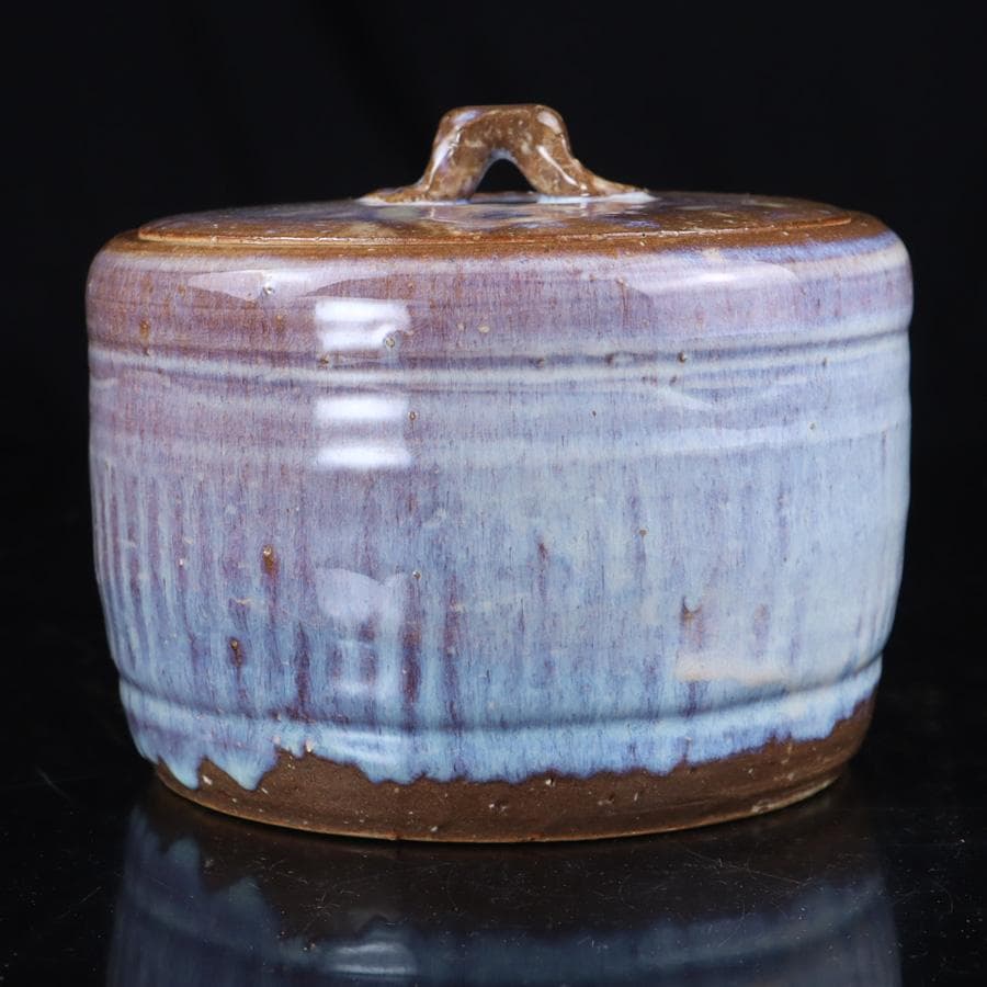 Y3107-2 茶道具 康起造 萩焼水指 共箱 替え蓋付　　　R.R.R