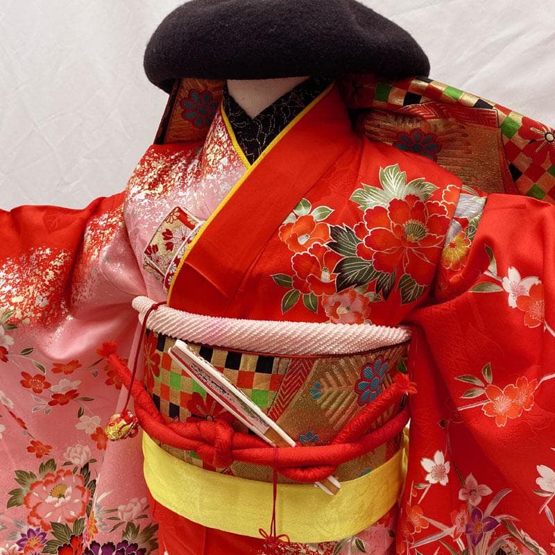 410ag127◎七五三 七歳 女児 着物&袋帯 古典柄 金銀彩◎未使用品