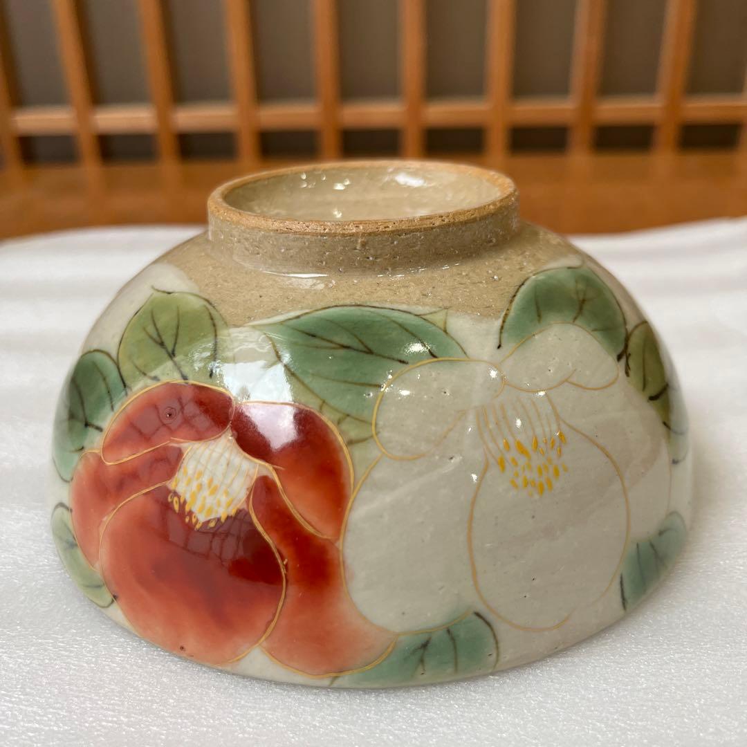 京焼・清水焼　陶あん　組茶碗　紅白牡丹　中✖️1点　小✖️1点