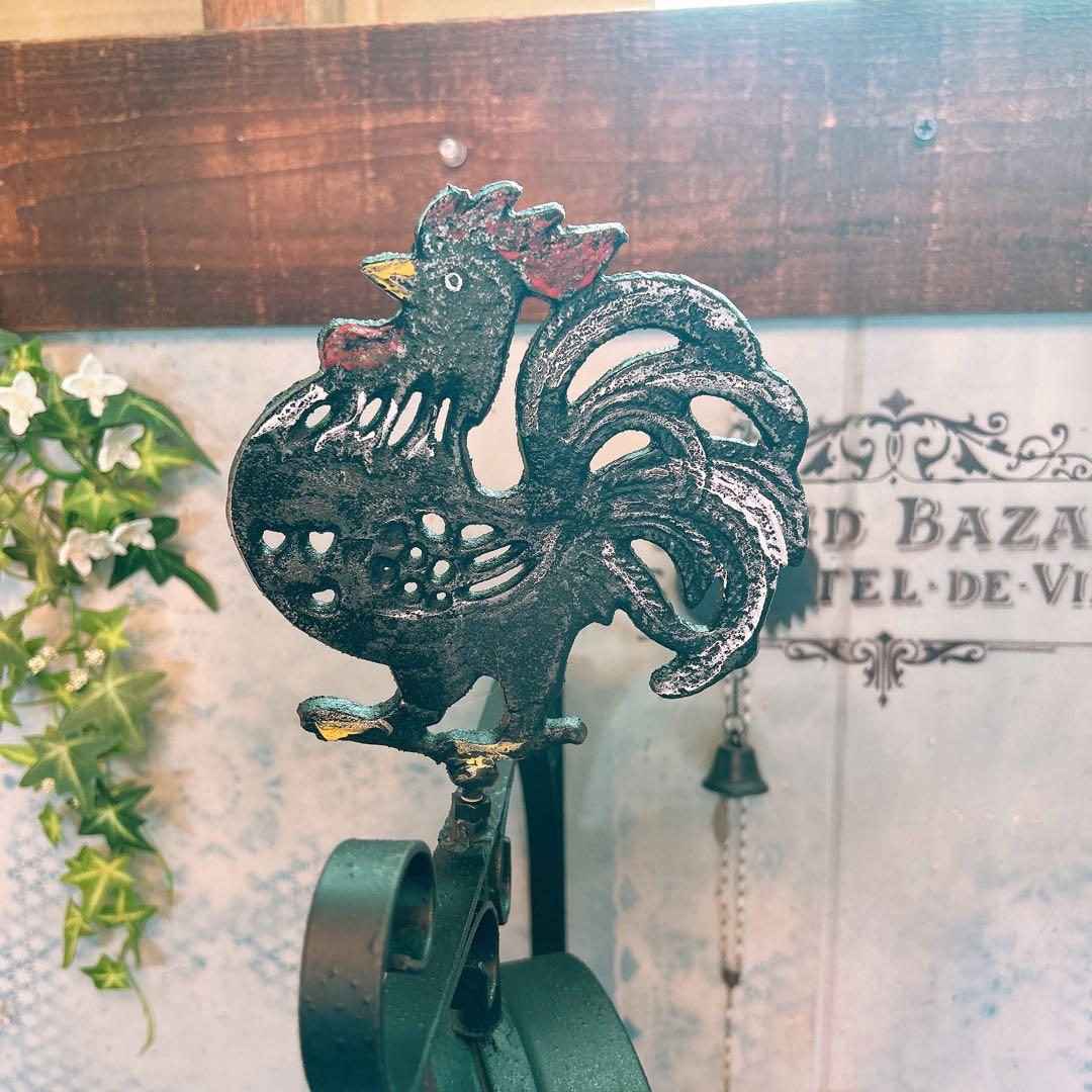 おしゃれな壁掛け時計 アンティーク 風見鶏top 両面時計 艶無しブラック