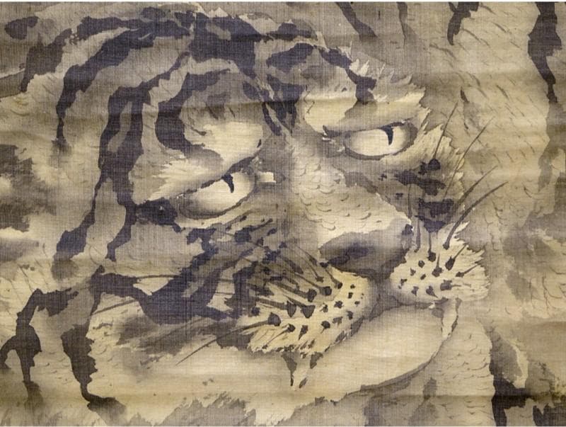 ◆【佐伯岸駒】『猛虎図』絹本墨画◆検）円山応挙 谷文晁 伊藤若冲 大橋翠石