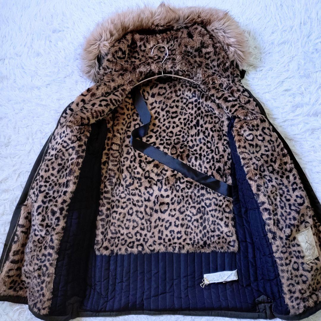 ZARA　フーデットファーコート　裏ボアレオパード　大きいサイズ　XL相当　美品