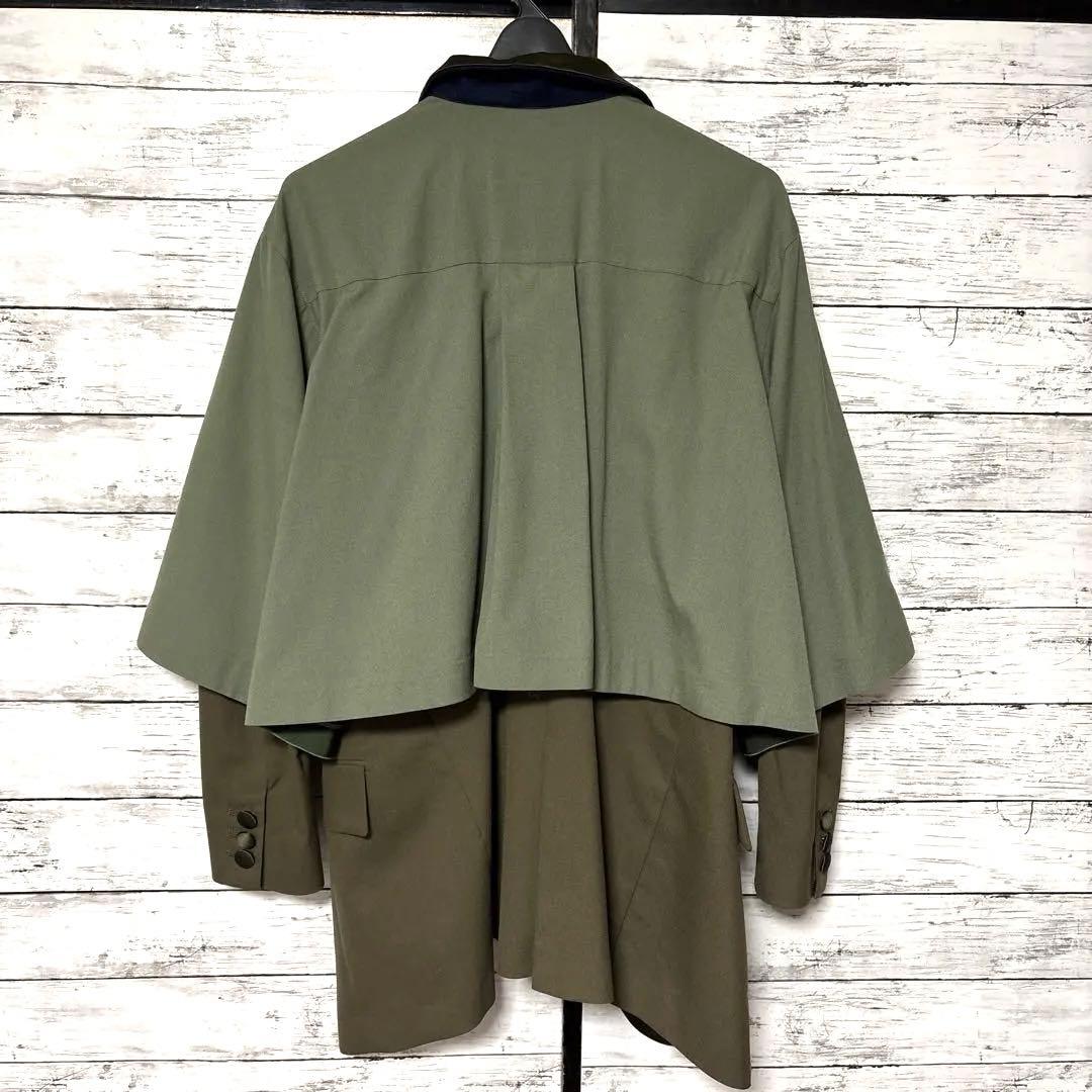 新品 sacai サカイ オリーブグリーン スーチングレイヤードジャケット