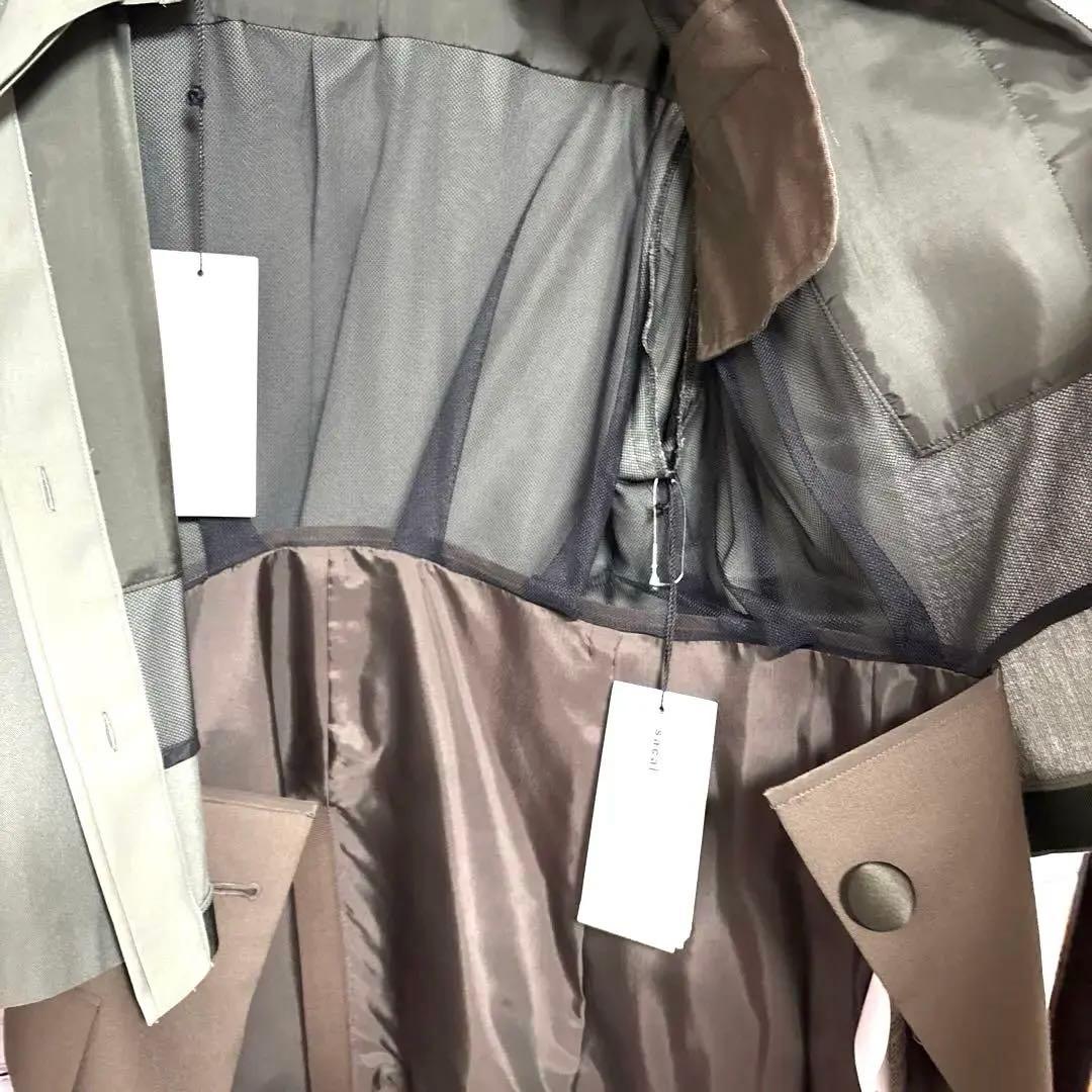 新品 sacai サカイ オリーブグリーン スーチングレイヤードジャケット