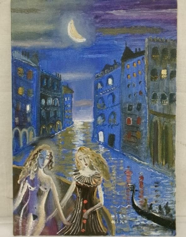 ◆織田広比古『ベネチアンブルーの夜』油彩◆検）織田広喜 宮永岳彦 高塚省吾