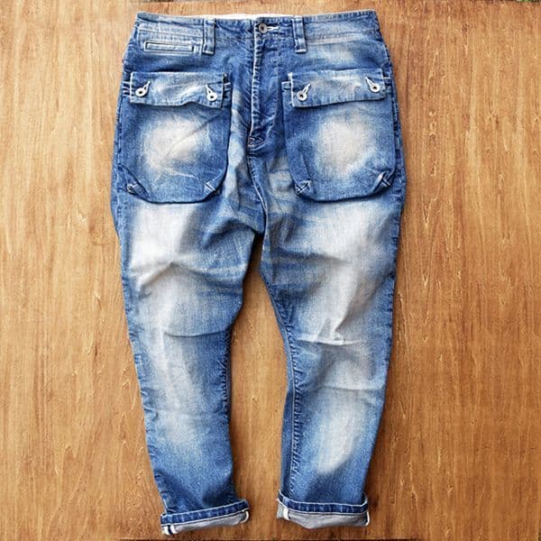 ネイタルデザイン G55-GBサルエルフラップデニムパンツ（リアルダメージ）