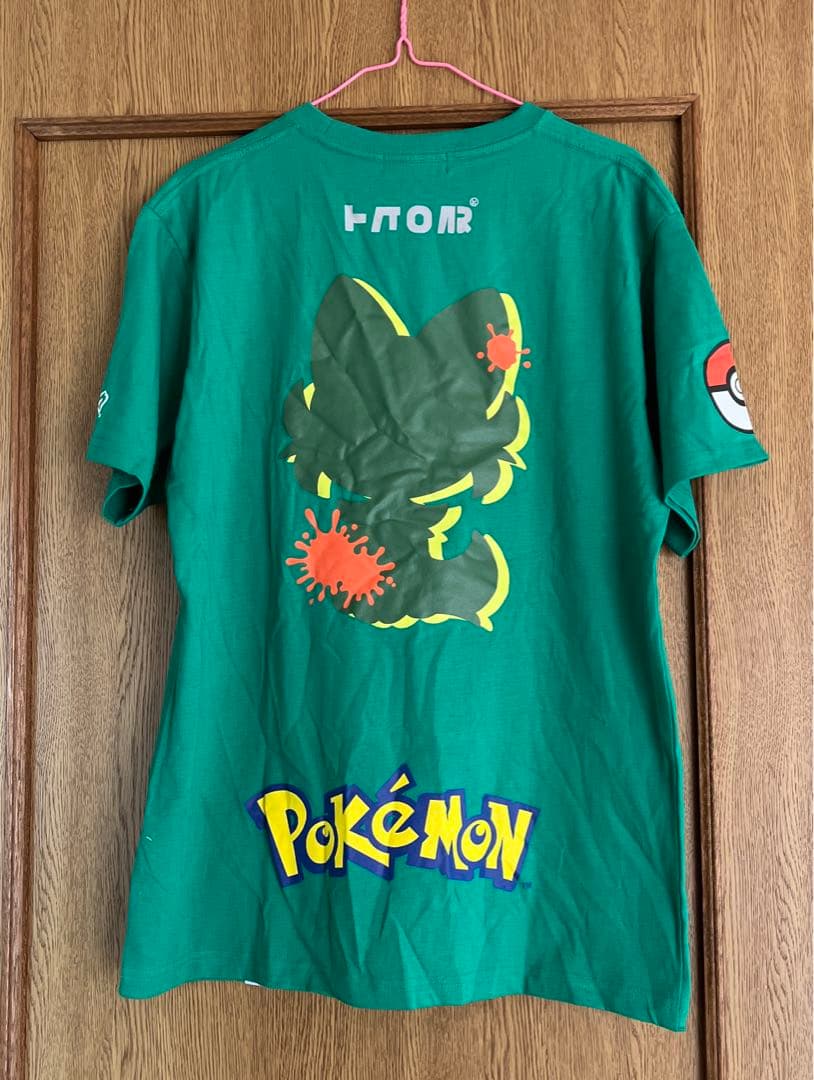ポケモン　スプラトゥーン　コラボTシャツ　メンズLサイズ　くさ　ニャオハ